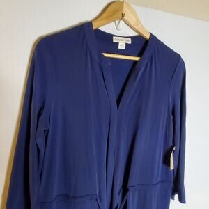 Coldwater Creek Nouvelle Knit Dress Drawstring waist Blue NWT 14